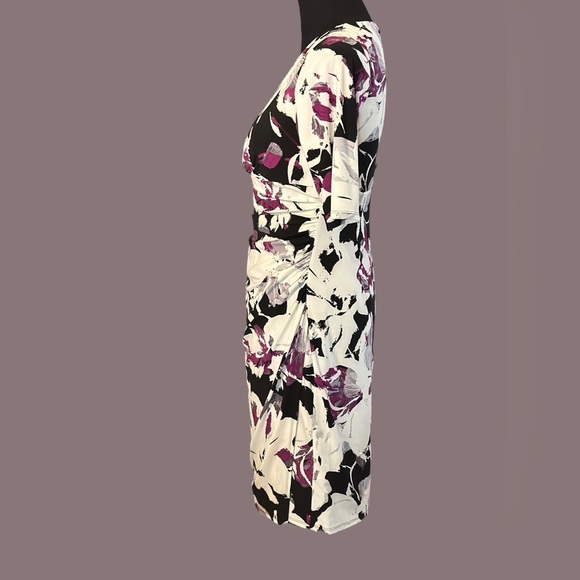 Ralph Lauren Women's Faux Floral Wrap Midi Dress V-Neck Jersey Stretch EUC Sz 10 - Picture 10 of 16